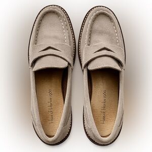 HOUSE OF HARLOW 1960 Taupe Suede Gunner Loafers Size 9